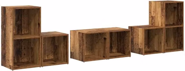 Berkfield Home 6 Piece TV Cabinet Set with Shelves and Storage in Brown Old Wood Finish – 1