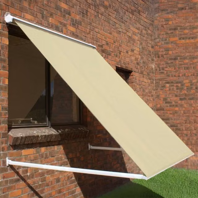 Primrose 3.0m Drop Arm Half Cassette Window Awning in Ivory Polyester