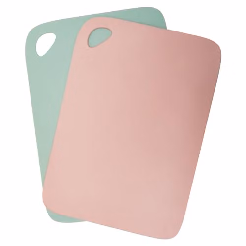 Orsina Set of 2 Flexible Plastic Rectangular Chopping Boards in Pink and Green