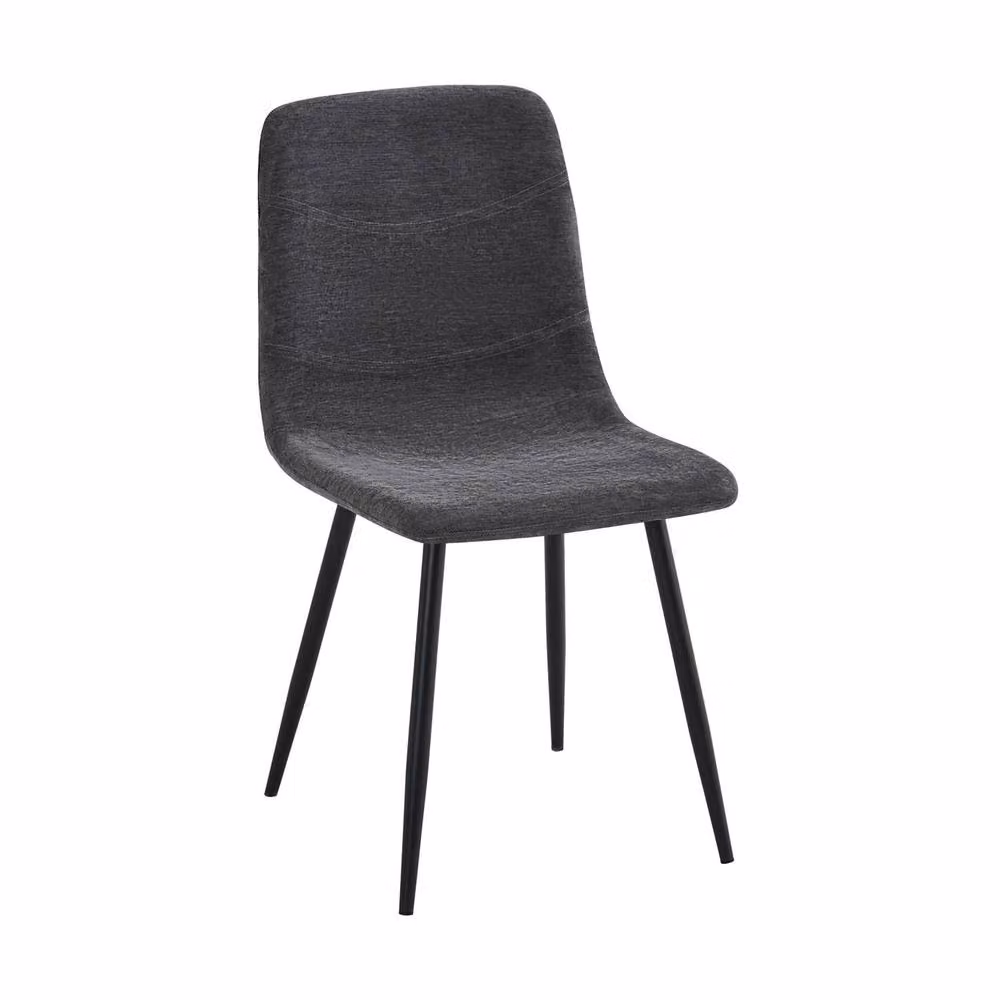 FWStyle Evie Set of 4 Grey Fabric Dining Chairs with Black Metal Legs – 4