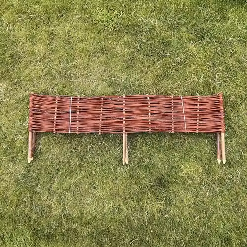 Primrose Pack of 2 Woven Willow Hurdle Garden Lawn Edging Perimeter Border Screening Pieces, Brown, W: 100 cm