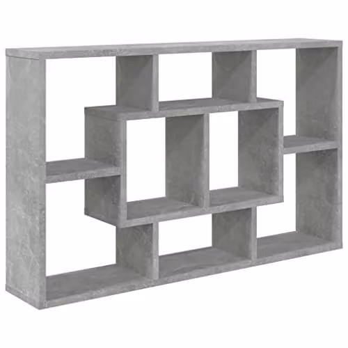 vidaXL Wall Mounted Shelf in Grey MDF, W: 85 cm, D: 16 cm, H: 52.5 cm