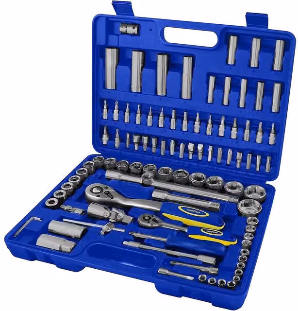 Goodyear 94pc Socket and Bit Ratchet Tool Set in Silver