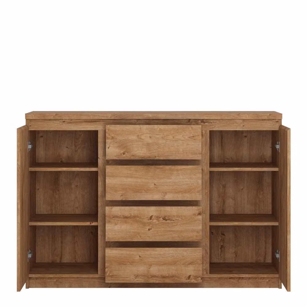 Wyld Haus Hemingway Natural Oak Effect 2 Door 4 Drawer Sideboard in Brown and Beige – 2