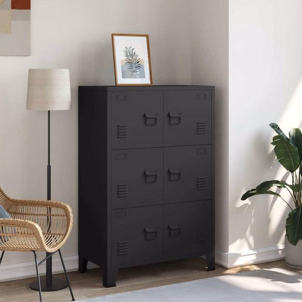 Berkfield Home Industrial Metal Storage Chest in Black, W/D/H: 75 x 40 x 115 cm – 2
