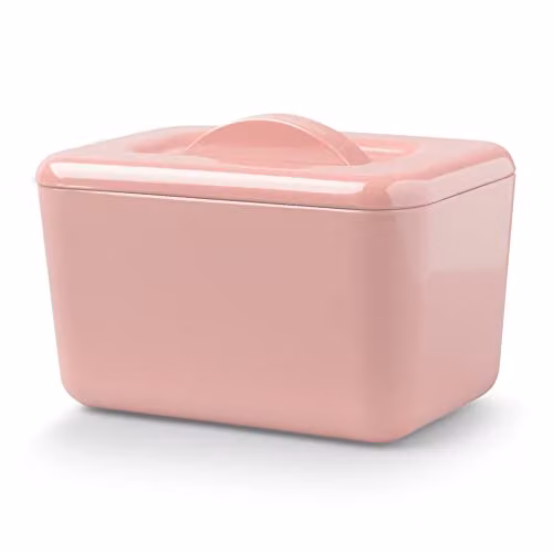 Zeal Insulated Melamine Butter Dish with Lid, Pink and White
