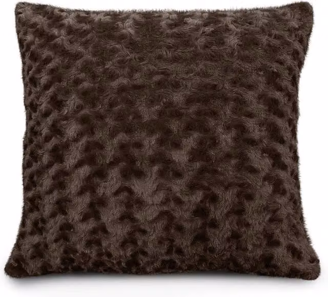 Velosso Posy Chenille Filled Cushion in Brown, W x D: 43 x 43 cm