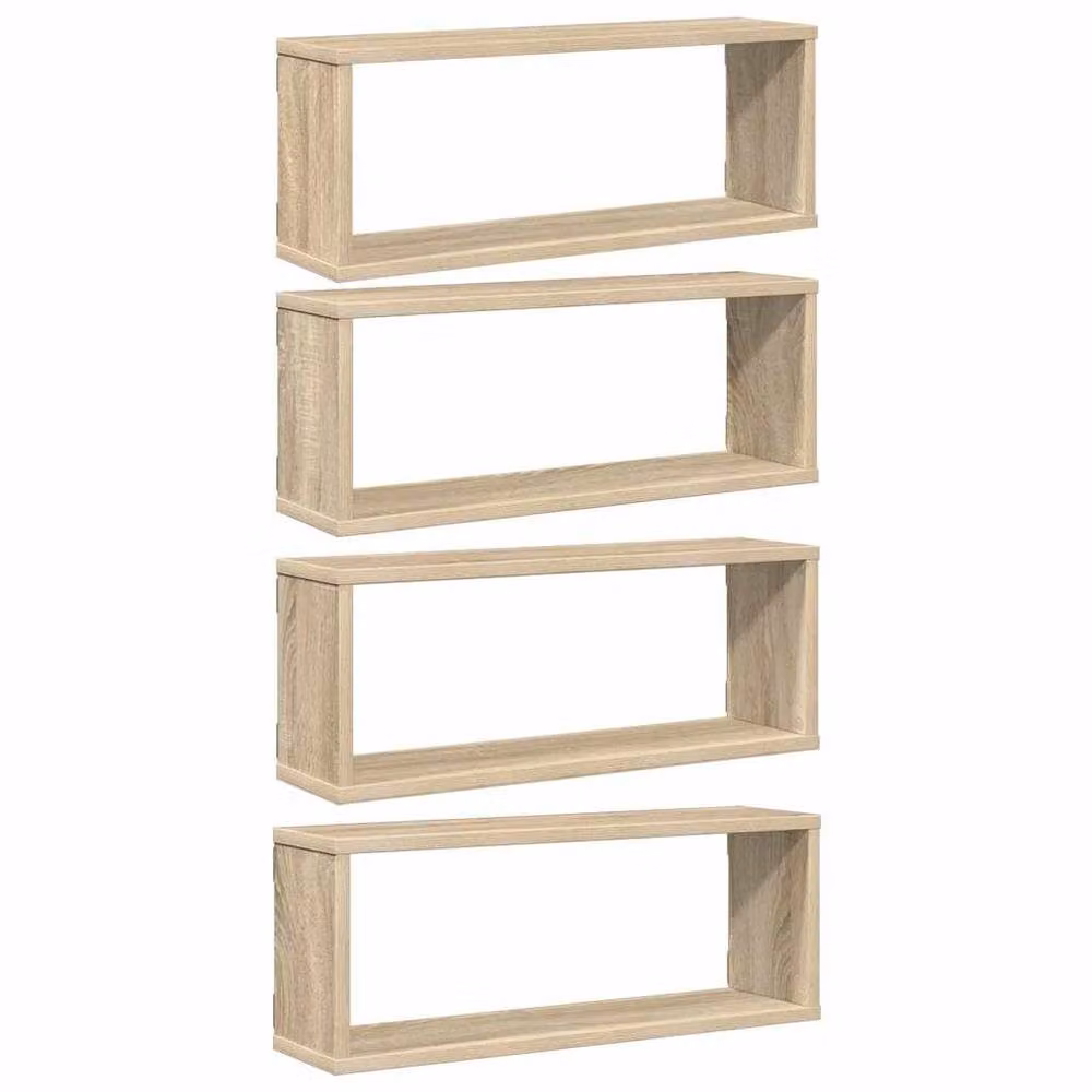 Berkfield Home Wall Cube Shelf Set of 4 in Sonoma Oak, Light Tan Engineered Wood, W: 60 cm, D: 15 cm, H: 23 cm – 2