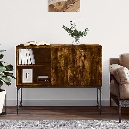 vidaXL Modern Sideboard in Smoked Oak, Brown, W/D/H: 100 x 40 x 79.5 cm – 2