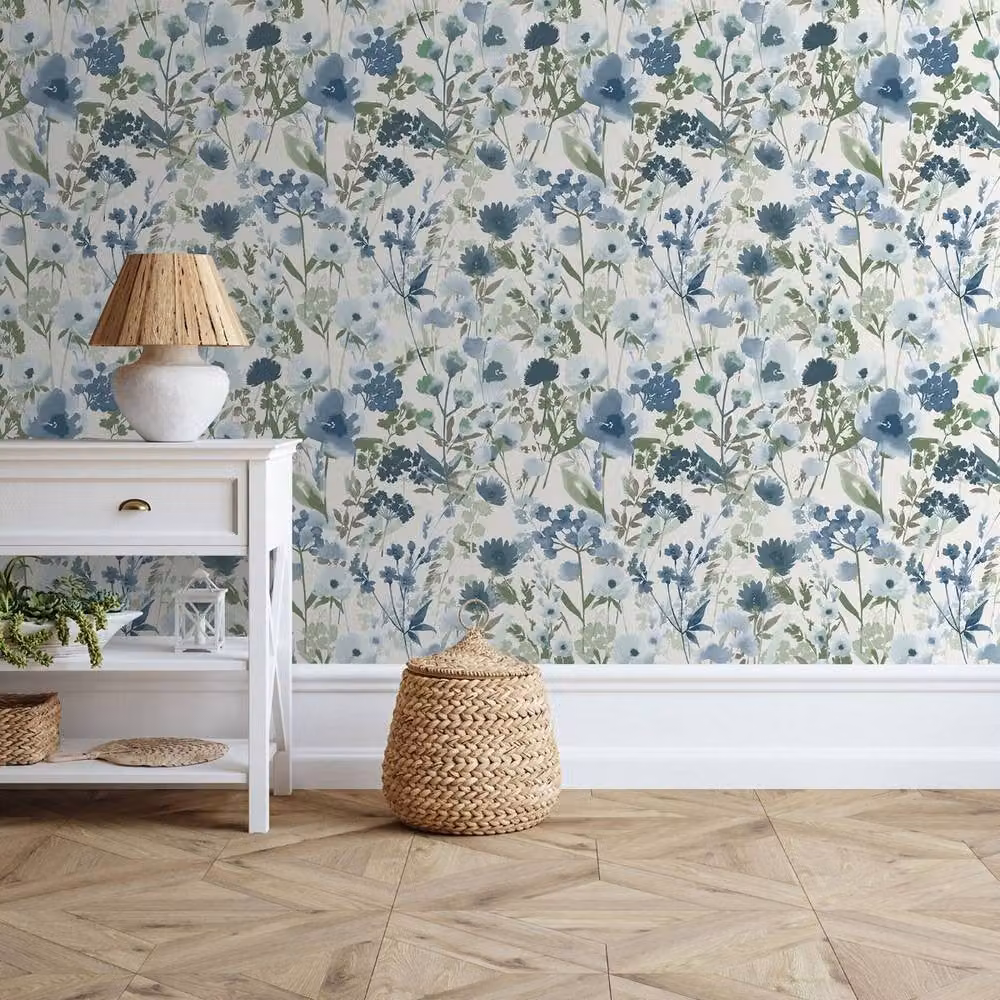 Muriva Catherine Lansfield Countryside Floral Botanical Wallpaper in Blue – 2