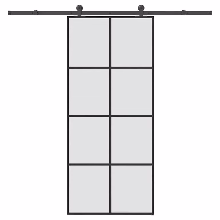 Berkfield Home Sliding Door with Hardware Set in Black, ESG Glass and Aluminium, W: 90 cm, H: 205 cm