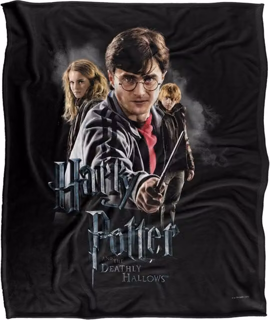 Harry Potter Deathly Hallows Cast Silky Touch Super Soft Fluffy Throw Blanket, White, W: 152 cm, D: 127 cm – 1