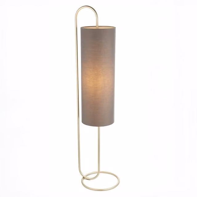 Perch & Parrow Lilith Minimalist Floor Light in Antique Brass with Grey Fabric Shade