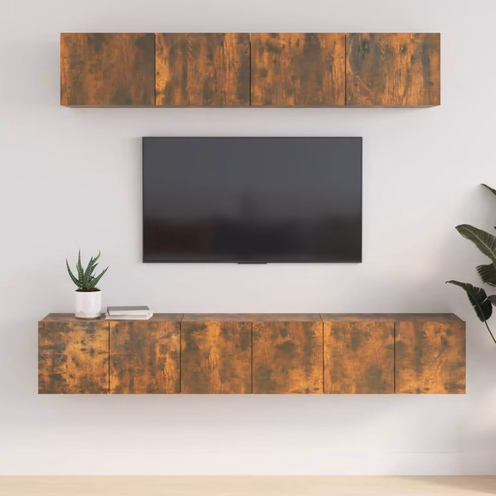 Berkfield Home Classic 5 Piece Smoked Oak TV Cabinet Set in Brown – 1