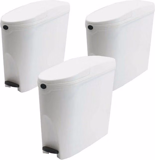 ProKleen White Pedal Operated Toilet Sanitary Bin, 20 Litre Capacity, Set of 3