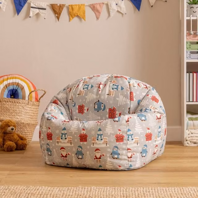 ICON Classic Childrens Bean Bag Chair in Yellow and Multicolour Fabric