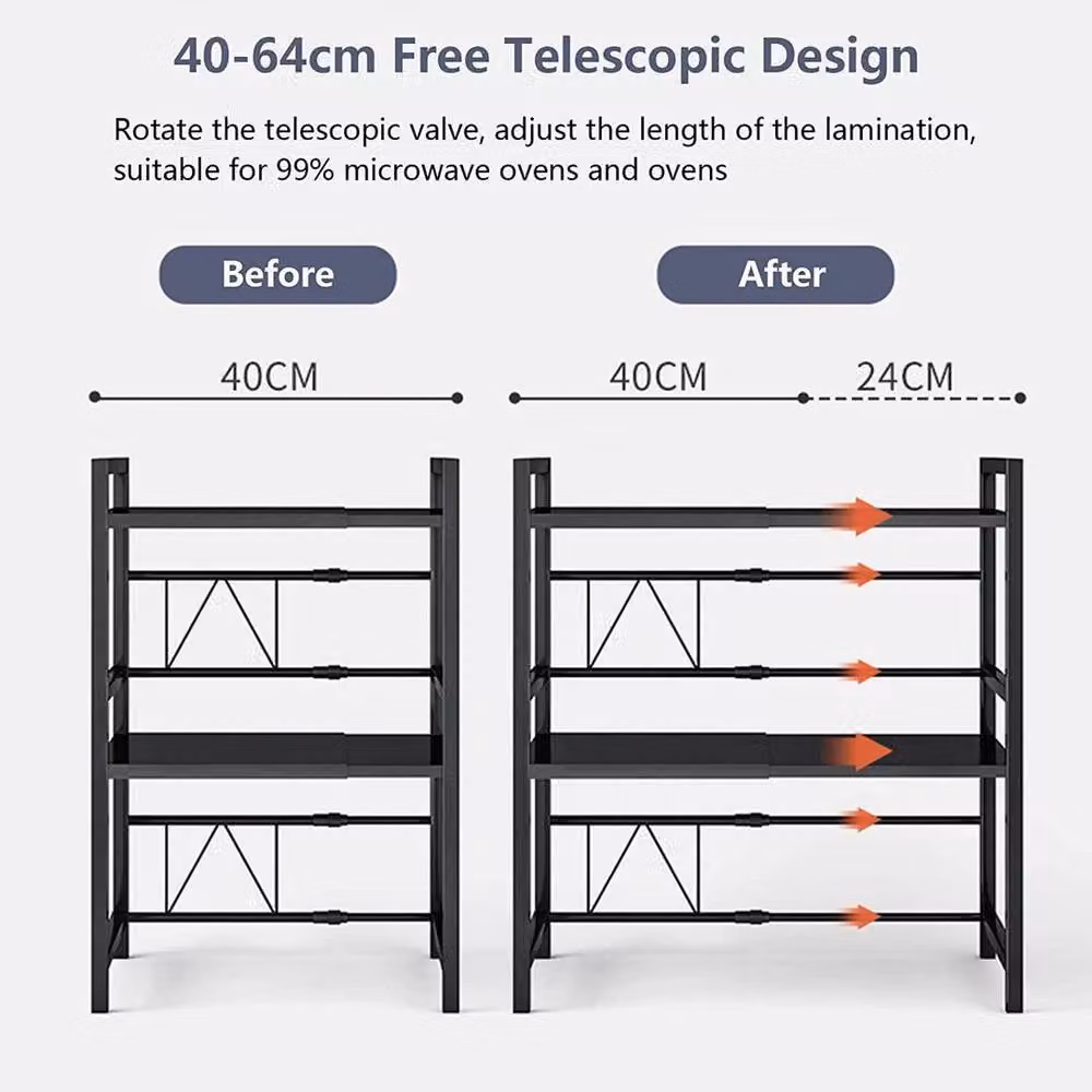 Kelvenix 3 Tier Expandable Metal Microwave Oven Rack in Black – 3