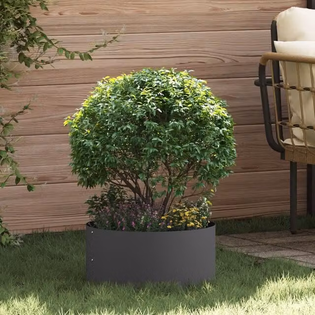 Berkfield Home Large Black Metal Planter Pot