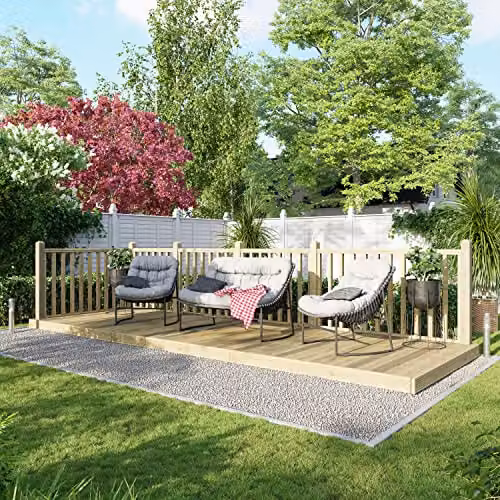 Powersheds Premium Wooden Decking Kit with Hand Rails in Brown
