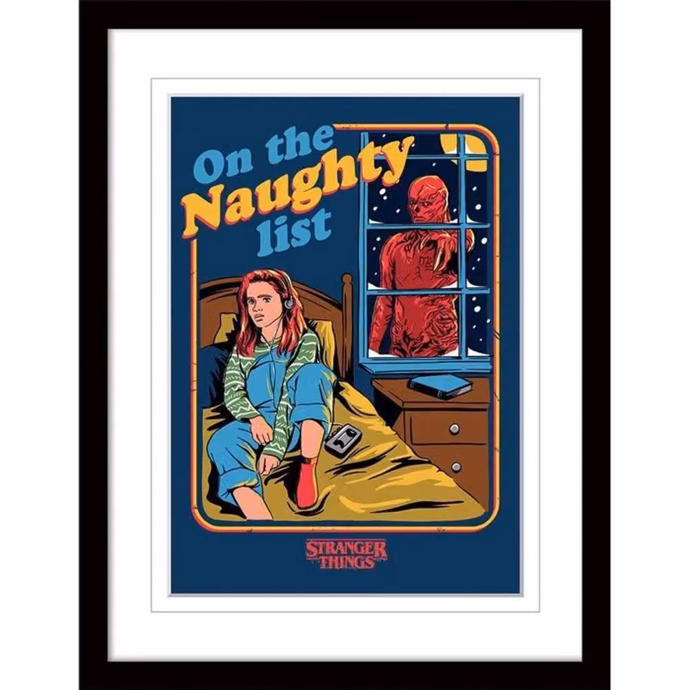 Stranger Things Naughty List Christmas Framed Multicolour Paper Poster – 2