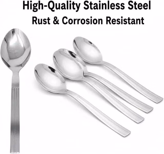 VOGREX 100-Piece Polished Stainless Steel Teaspoon Set in Silver – 1