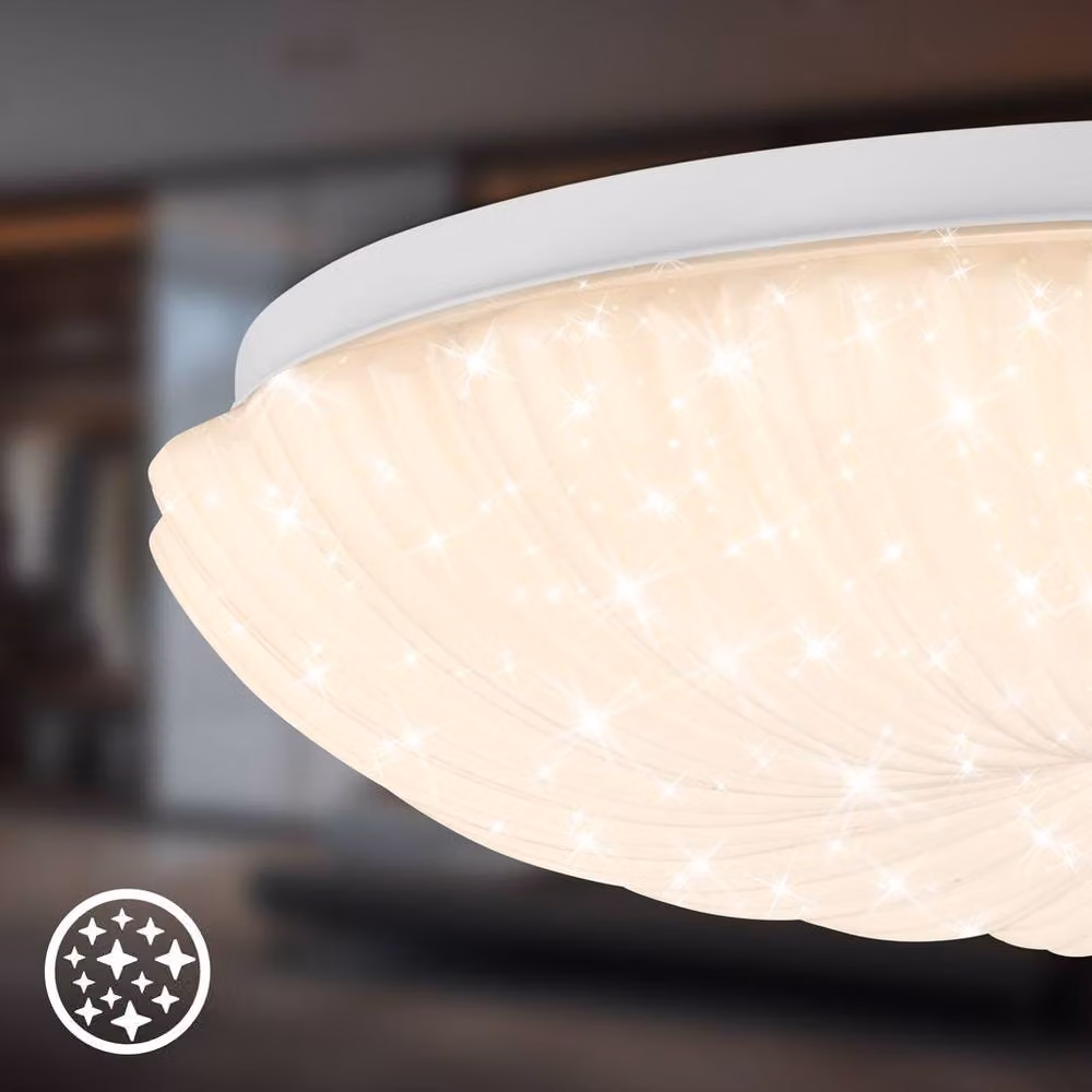 Briloner LED Ceiling Light with Starry Sky Effect, Warm White 3000K, White, W/D/H: 38.5 x 38.5 x 8.5 cm – 3