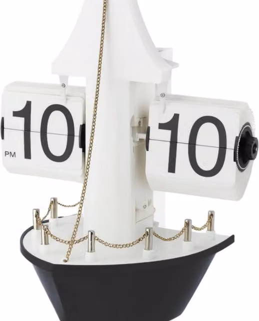 Authentic R & M Retro Nautical Ship Deck Digital Flip Clock in Black and White