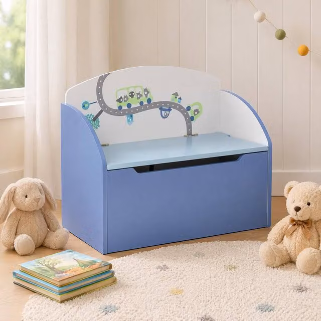 STILVORA Children's Storage Bench with Toy Box in Blue – 1
