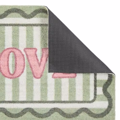 My Mat My Love Indoor Nylon Door Mat in Green, Pink and White, W: 50 cm, D: 75 cm – 3