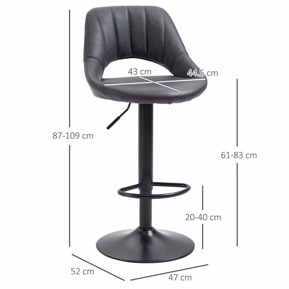 ERGOVEXA Set of 2 Luxe PU Leather Swivel Bar Stools in Grey – 2