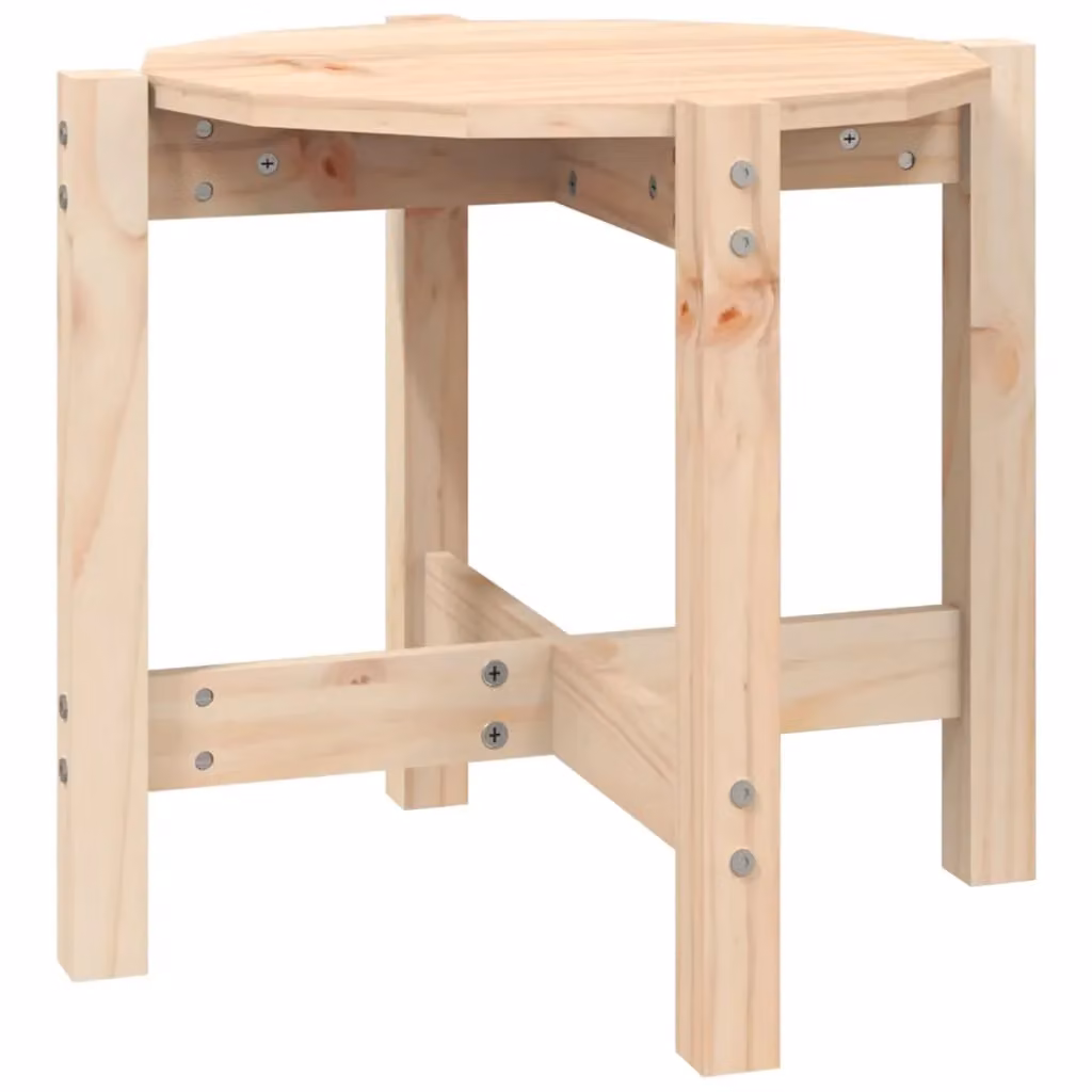 Berkfield Home Round Solid Pine Coffee Table in Brown, W/D/H: 52.5 x 52.5 x 45 cm – 2