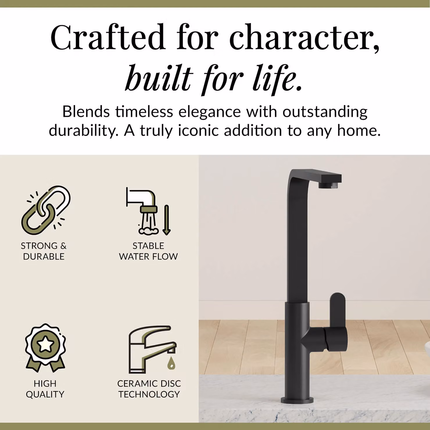 Balterley Chara Kitchen Sink Mono Mixer Tap in Matt Black with Single Lever Handle and Swivel Spout, H: 32.0 cm x W: 24.6 cm x D: 30.2 cm – 2