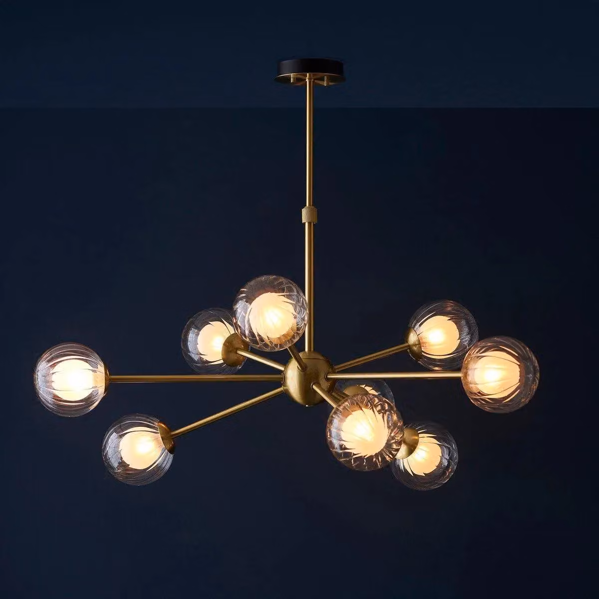 Netlighting ROME Dimmable Multi Arm Glass Pendant Ceiling Lamp in Yellow and Gold/Brass – 2