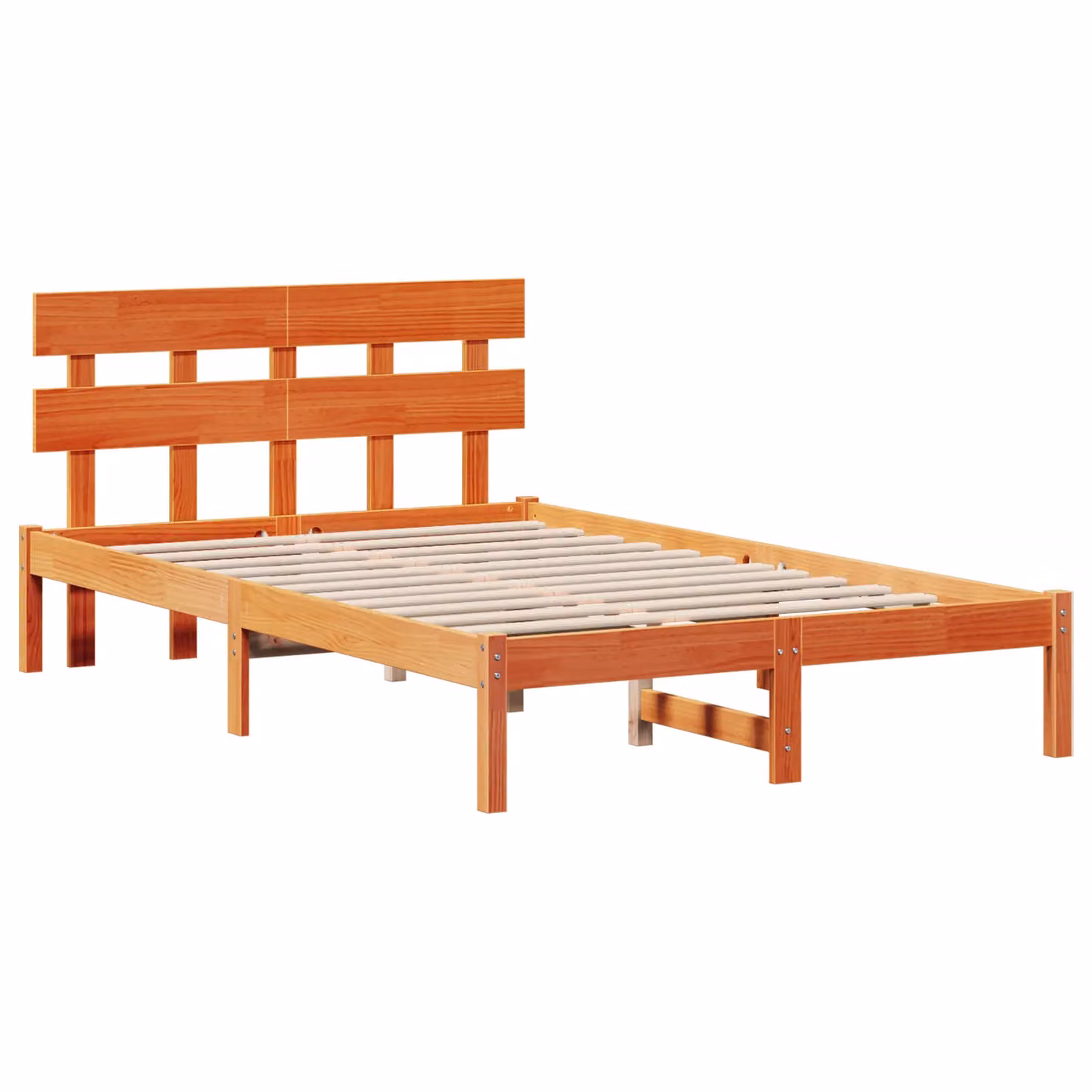 Berkfield Home Solid Wood Pine Bed Frame with Headboard in Wax Brown, W/D/H: 120 x 190 x 80.5 cm – 2