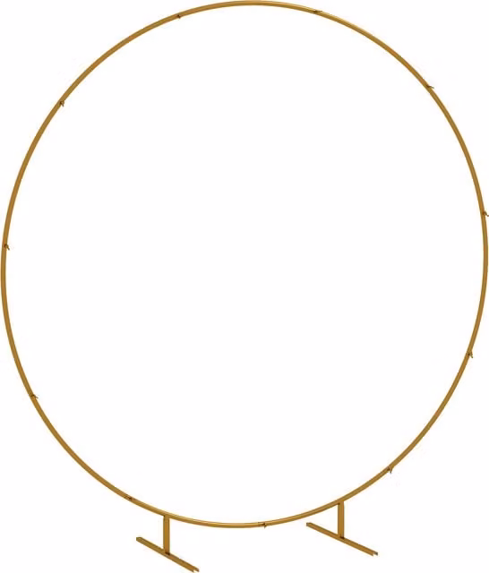 Outsunny Gold Tone Round Metal Backdrop Stand for Weddings and Parties, Height: 222 cm – 1