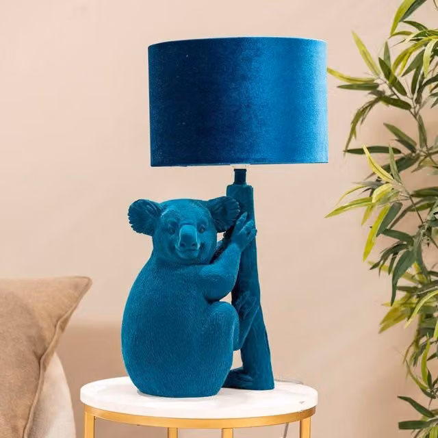 ValueLights Kevin Teal Blue Velvet Koala Animal Table Lamp – 1