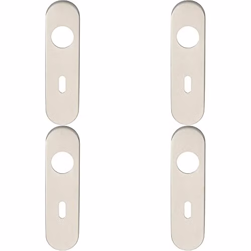 Loops Radius Standard Lock Handle Key Plates, 4 Pairs, Brushed Silver Stainless Steel, W/D/H: 170 x 45 x 8 mm