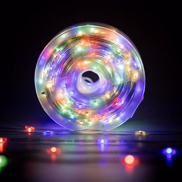 Shatchi Multicolour LED String Lights with 100 LEDs, 10m Length, Mains Powered, 8 Modes, Timer and IP44 Waterproof Rating for Indoor and Outdoor Decor – 10