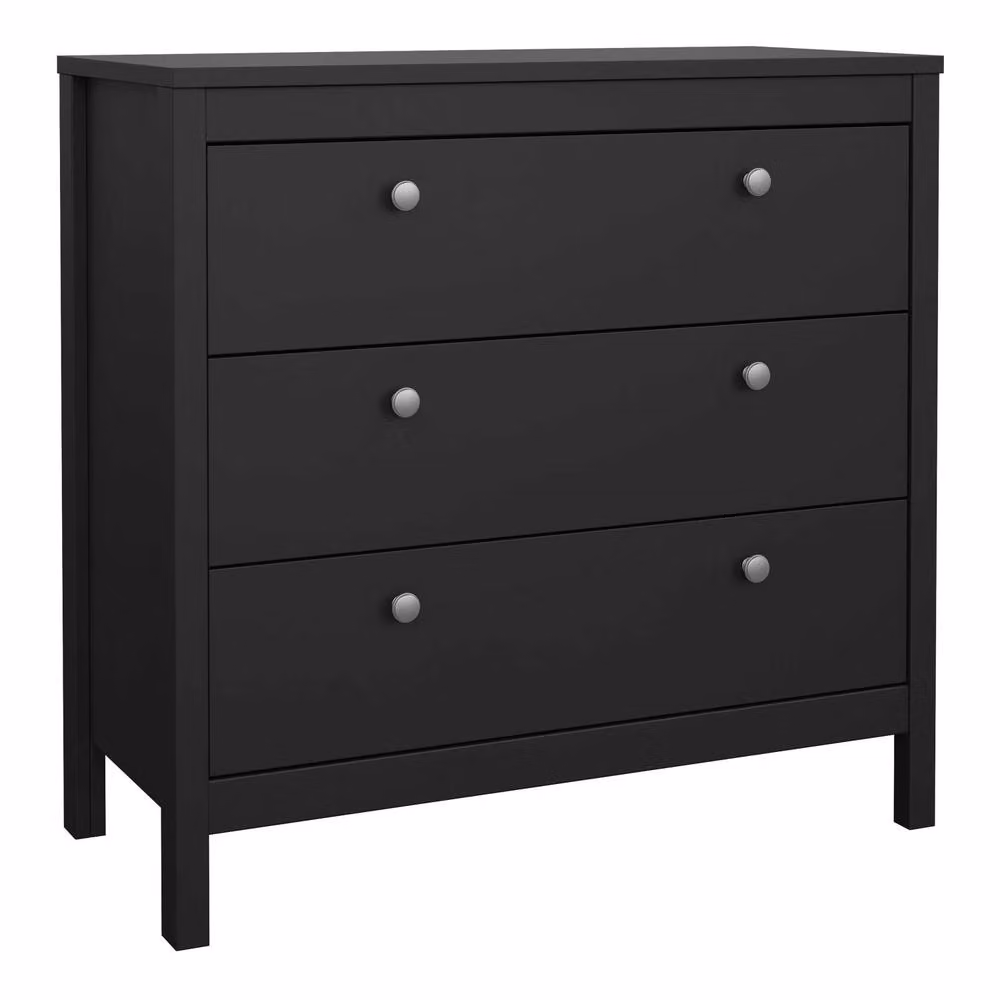Wyld Haus Gossmere 3 Drawer Chest in Matt Black, W/D/H: 79.7 x 38.4 x 82.1 cm – 2