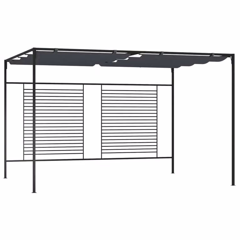 Berkfield Home Gazebo with Retractable Roof in Anthracite and Black, W/D/H: 4 x 3 x 2.3 m