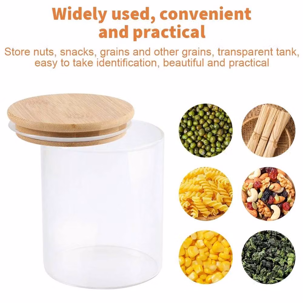 EONLION 10-Piece Airtight and Leakproof Glass Kitchen Spice Jar Set with Bamboo Lids in Transparent – 2