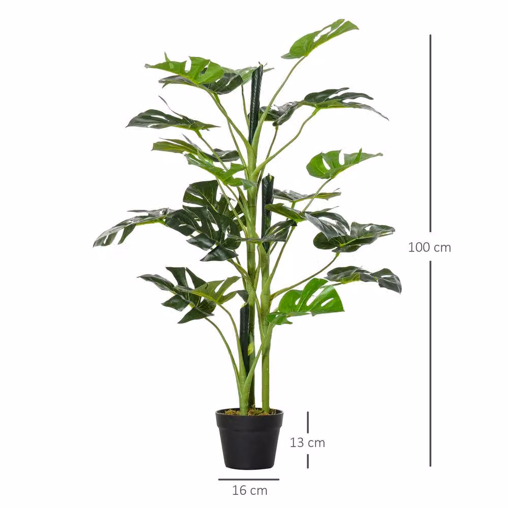 STILVORA Artificial Green Monstera Plant with Nursery Pot, Height: 100 cm – 3