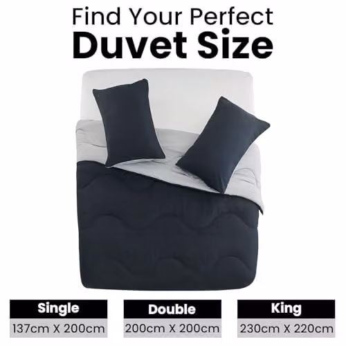 Gaveno Cavailia King Size Coverless Microfibre Duvet with Pillowcases, 10.5 Tog, Reversible All-Season Bedding, Black/Grey, W: 230 cm x L: 220 cm – 6