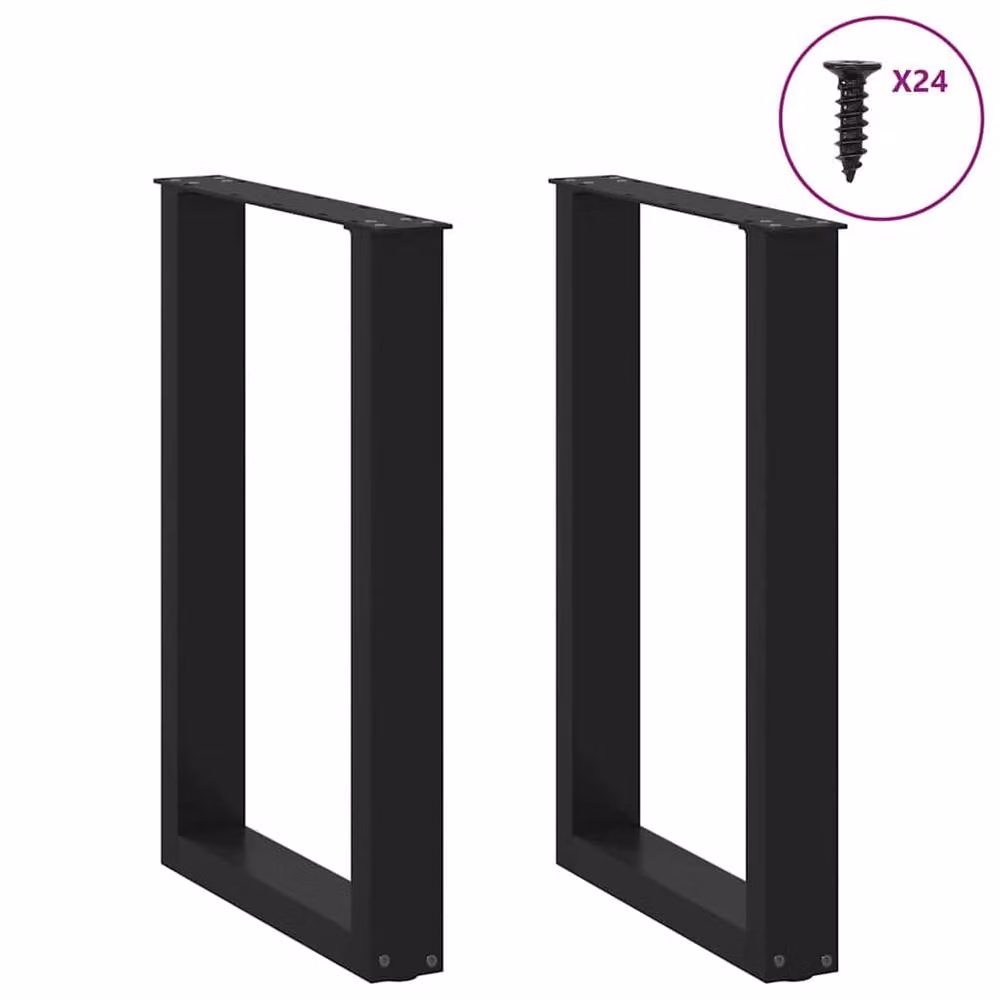 Berkfield Home U-Shaped Steel Coffee Table Legs, Black, W/D/H: 50 x 50 x 72.5 cm, 2 Pieces – 2