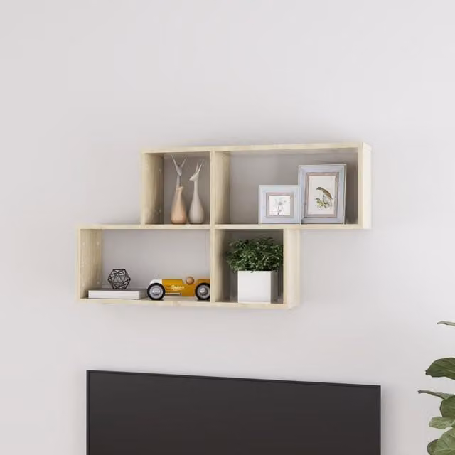 Berkfield Home Wall Mounted Cube Shelf in Sonoma Oak, Brown, W: 100 cm, D: 18 cm, H: 53 cm