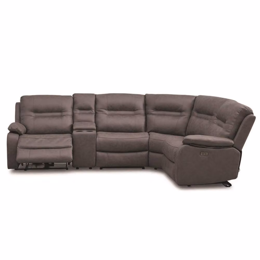 Furnishings For Less UK Jax Grey Fabric Right Hand Facing Electric Reclining Corner Sofa with USB Charging and Cup Holders – 2