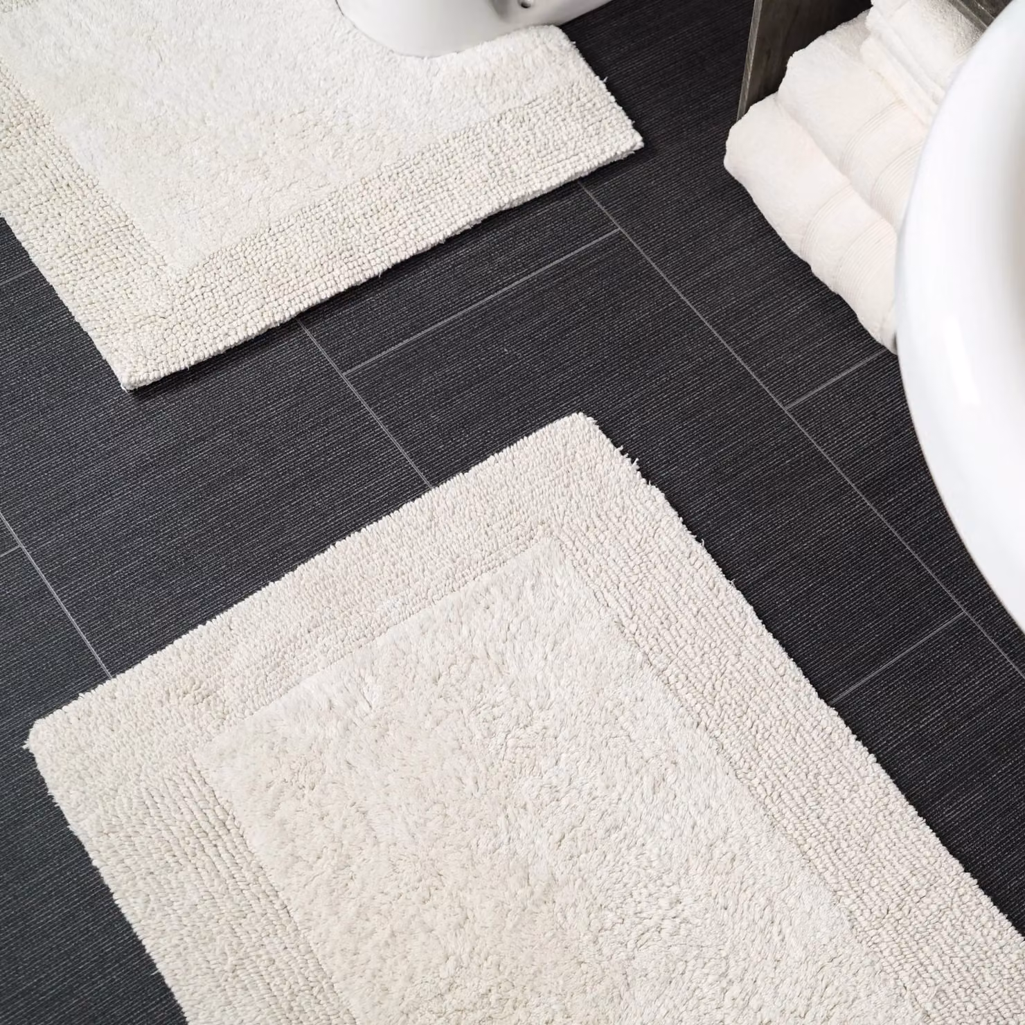 Allure Bath Fashions Elegance Reversible Heavyweight Cotton Bath Mat, W: 53 cm, D: 85 cm, Grey/Beige – 3