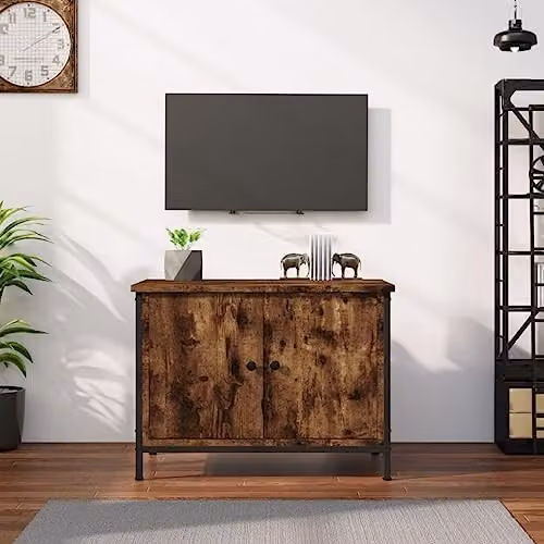 vidaXL Industrial TV Cabinet with Doors in Brown, W: 60 cm, D: 35 cm, H: 45 cm – 2