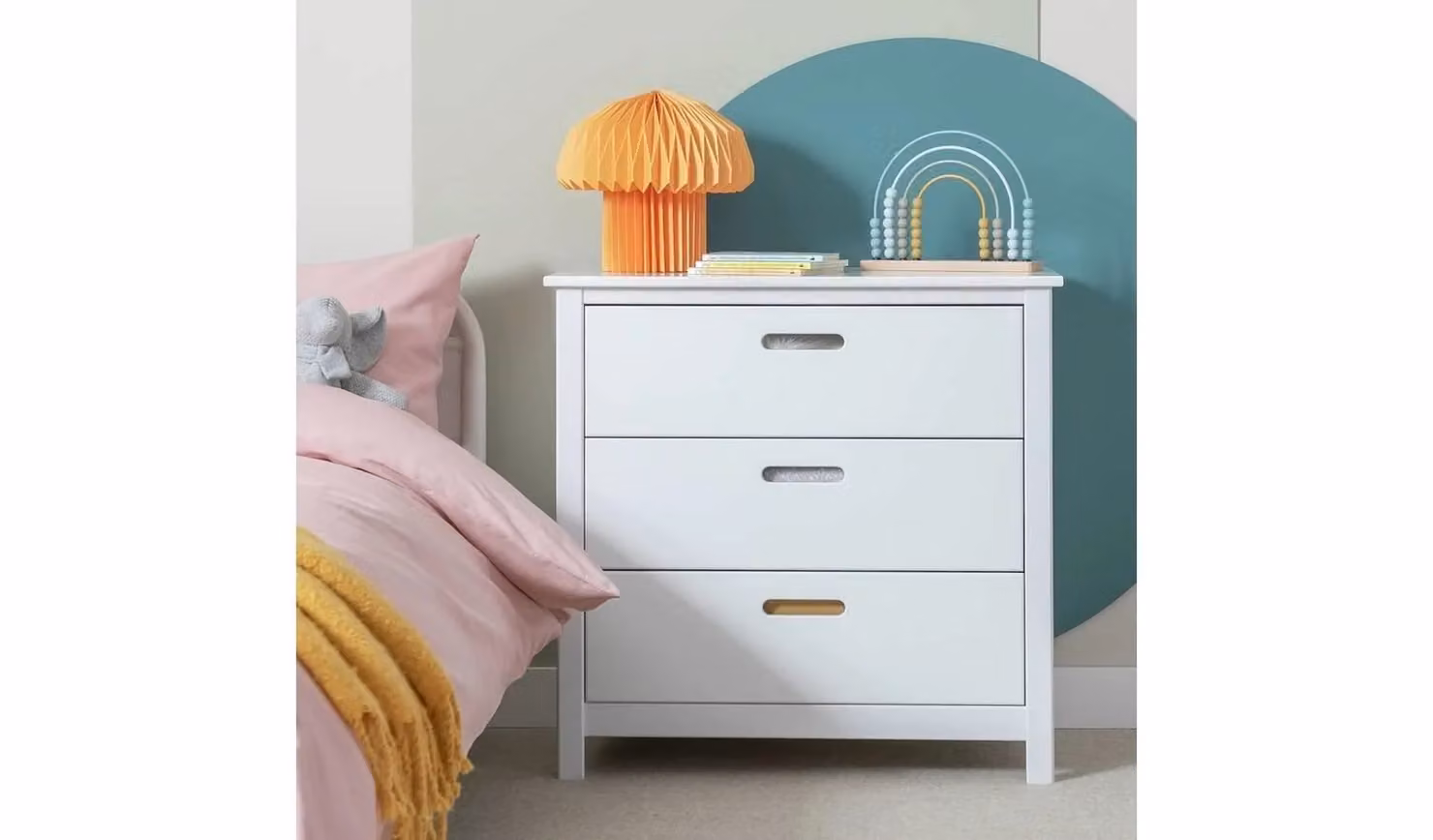 Kids Ronnie 3 Drawer Chest White Modern Organiser for Clothes and Toys