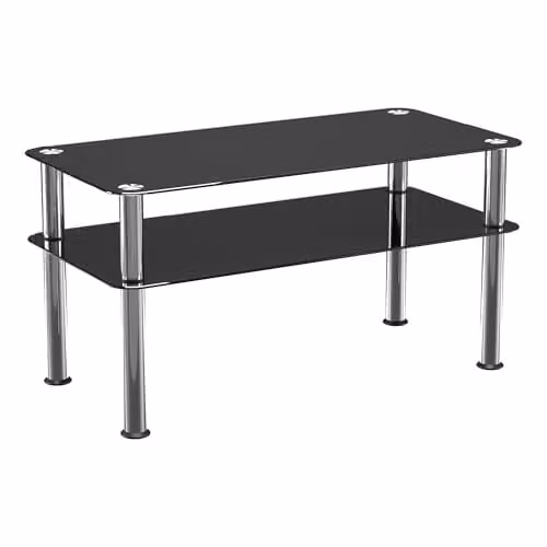 AVF Black Glossy Glass Rectangular Coffee Table W/D/H: 80 x 40 x 42 cm – 1